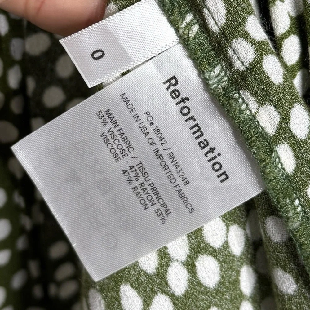 Reformation Zoe Skirt Moiret Green Polka Dot - Picture 7 of 9